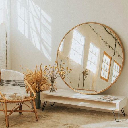 Espejo de pared redondo de madera reciclada (Ø100 cm) Rand